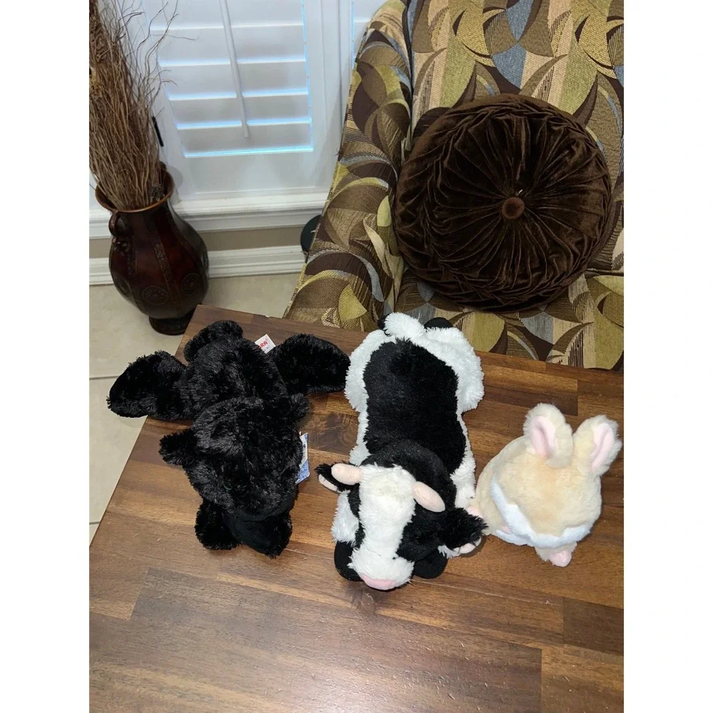 Aurora Plush Stuffed animal Lot Cow, Jaguar Flopsie Onix and Bunny
